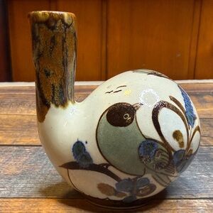 Vtg Signed Ken Edwards Pottery KE Mexico Bird Pouring Vessel Sake TokkuriCreamer